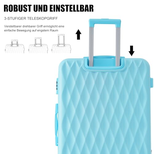 Kofferset 2-delig, bagage met cosmeticatas, harde koffer middelgroot, beautycase, handbagage 4 wielen, ABS-materiaal, TSA-slot, reiskoffer, koffer, trolleys, harde schaal, koffersets, blauw, Kofferset - Image 5
