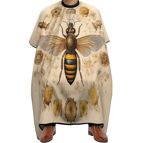 French Bee Hair Cutting Cape for Men Women Waterproof Barber Cape Adjustable Salon Haircut Capes