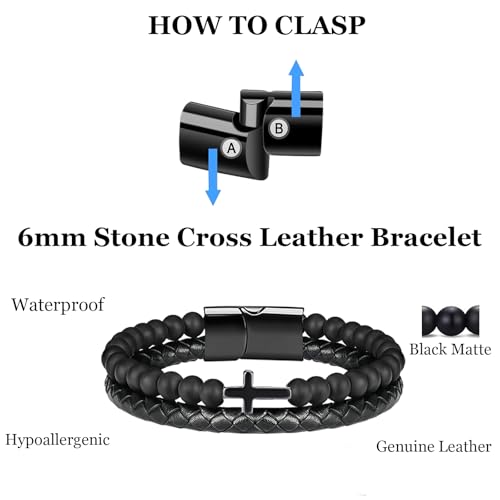Pulseras de cuero para hombres y mujeres, 4 piezas miniatura 6