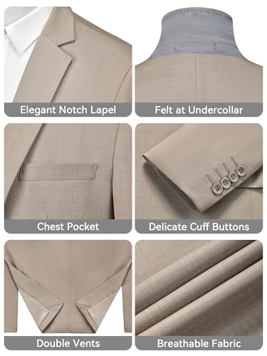 Image of MAGE MALE Men's One Button Suit Jacket Elegant Solid Color Blazers Slim Fit Lightweight Sport Coats Blazer