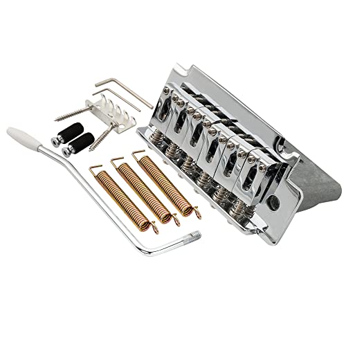 Musiclily Pro 52.5mm 2-Point Guitar Tremolo Bridge 36mm Short Zinc Block for Import Squier Strat Electric Guitar, Chrome