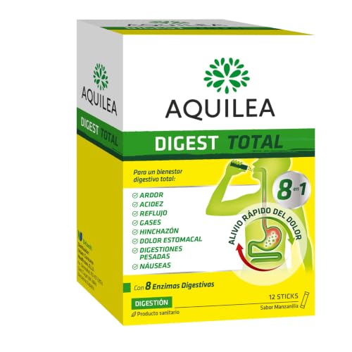 AQUILEA | Digest Total | 12 sticks Sabor Manzanilla | 8 Enzimas Digestivas