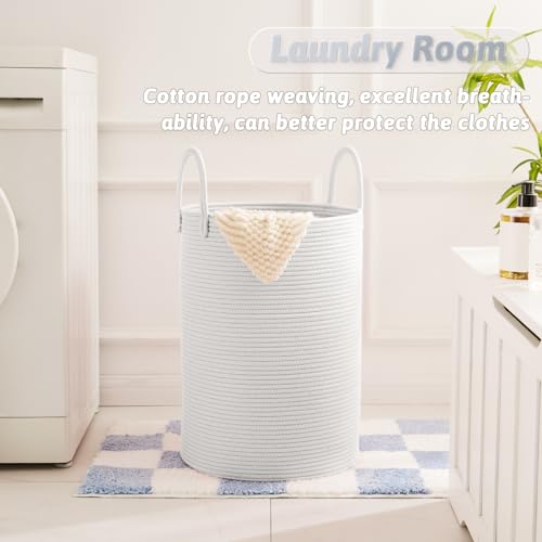 Image of Artfeel Laundry Basket,Woven Cotton Rope Laundry Hamper,40L for Decorative Storage of Dirty Clothes,Toys and Blankets in Bathroom,Baby Room and Living Room