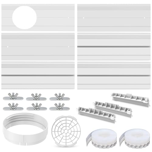 Portable Air conditioner Door Vent Kit, AC Window Vent Seal Kit Suitable for 5.9” AC Exhaust Hose, Mobile A/C Unit Vent Kit with 6 Adjustable Seal Plates for Sliding Door/Window
