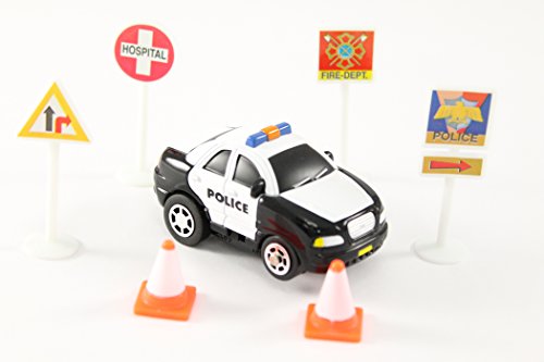 Puzzle Track Play Set - Battery-Operated Toy Vehicle & Floor Puzzle Play Mat - 16 Pc Sets - Police Car Themed Vehicle - Interchangeable Tracks - Create Up to 50 Combinations - by Ideas In Life - Thumbnail 4