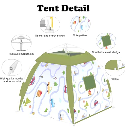 Outdoor Multi-Purpose Play House for Toddlers-Easy to Set up and Pop up Play Tent with Tunnel and Playhouse Kids Indoor Outdoor, Outdoor/Indoor Kid's Pop Up Play House, Gift for Toddlers(car) - Thumbnail 5