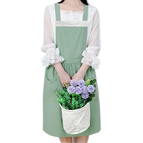 Grembiule in cotone per fiorista, casa del tè, abbigliamento da lavoro, cameriera, caffetteria, cameriera, pasticceria, cuoco, grembiule (verde chiaro)