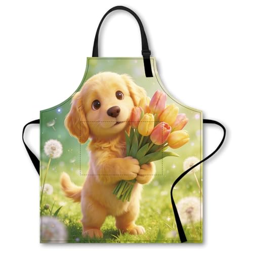 Image of Nuxovilar Decorative Kitchen Apron, 26.77x30.70 Inch Polyester Cooking Wearable Cover