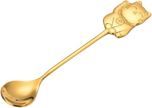 Kichvoe Cuchara agitadora de café, cucharas de espresso de acero inoxidable, cucharadita de azúcar para helado, azúcar, postre y sopa (dorado)