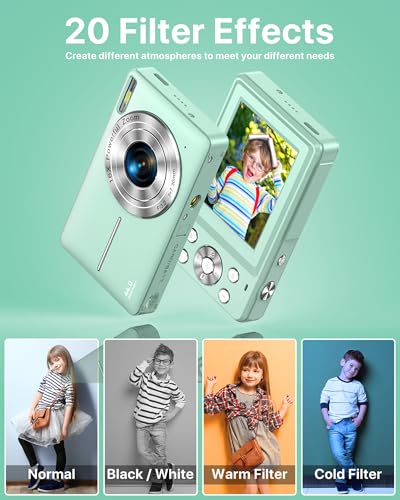 Image of Digital Camera 1080P Camera 44MP Camera Portable Compact Camera with 2.4 Inch LCD Screen, 16x Digital Zoom, 32G Micro Memory Card, 1 Battery for Children, Teenagers, Students, Beginners, Green
