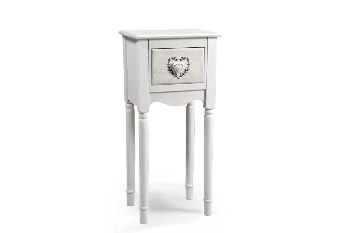 Gicos COMODINO H73 COLONNINA CASSETTO BIANCO SHABBY CHIC PROVENZALE 662294