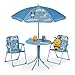 Relaxdays Camping Kindersitzgruppe, Kindersitzgarnitur mit Sonnenschirm, Klappstühle & Tisch, Motiv Tiere, Garten, blau