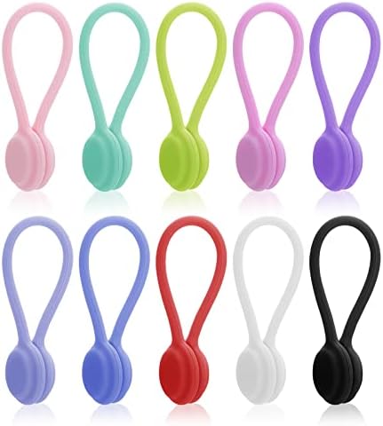 Xrkuu 6 Pieces Magnetic Cable Ties, Black Reusable Cable Organisers - View #7