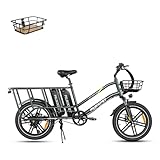 Mukkpet Stepwagon Electric Bike for Adults,120Miles 28MPH Ebike,Peak 1500W Motor Cargo Electric Bike,48V 30AH Removable Battery with 20 * 3' Fat Tires Ebike,Hydraulic Suspension