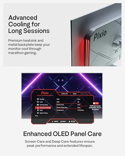 Image of 27 inch WOLED White Gaming Monitor, QHD 1440p, 240Hz, 0.03ms, DisplayHDR True Black 400, Adaptive Sync, KVM switch, Fully Adjustable Stand, HDMI 2.1, DisplayPort, USB-C, RGB light, PX277 OLED Max V2 White