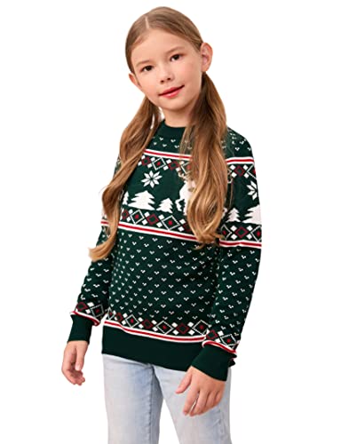 MISSKY Family Christmas Sweater Crew Neck Reindeer Snowflakes Knitted Pullover for Women/Men/Kids