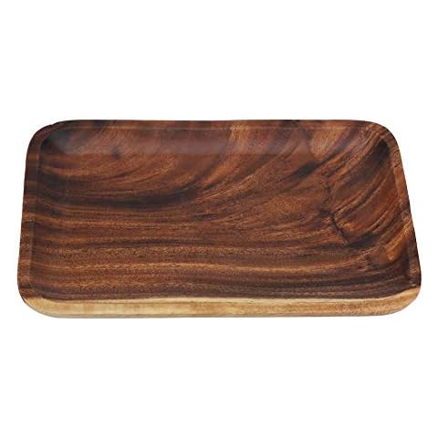 Bandeja rectangular de madera acacia para servir alimentos sin ensuciar Cover