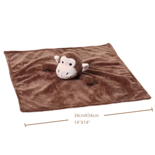 Image of CREVENT Cozy Plush Baby Security Blanket, Loveys for Baby Girls and Boys, Birthday (Deer+Monkey)