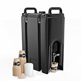 ROVSUN 5Gallon Insulated Beverage Dispenser, Ice and Hot Drink Server with Handles, Faucet & 20 Cups, Food-grade LLDPE Drink Dispenser, Hot and Cold Beverage Server for Party Catering Event Restaurant