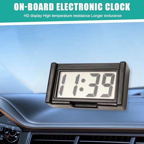 Digitaluhr, Mini Uhr Kleine Digitaluhr 2-Teiliges Set Autouhr Kompakte Led-Anzeige für Uhrzeit und Datum mit Selbstklebender Rückseite, Geeignet für Autos, Familien und Outdoor-Aktivitäten (Schwarz)