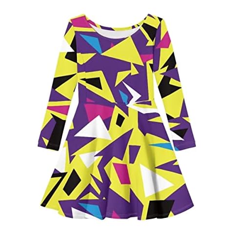 Geometric Print Girls Casual A-Line Dress Cover