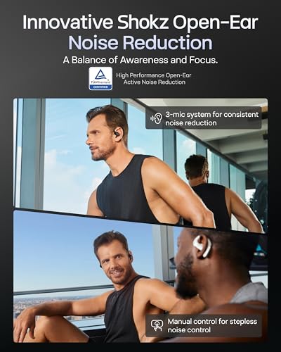 Image of SHOKZ OpenFit Pro Open-Ear True Wireless Earbuds with Open-Ear Noise Reduction, Optimised for Dolby Atmos, Deep Bass, 50H Playtime, AI-Powered Clear Calls for Work, Sport, Bluetooth 6.1, IP55, White