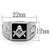 YVO Men's Personalized Stainless Steel Masonic Lodge Freemason Ring - Stainless Steel - Size 12