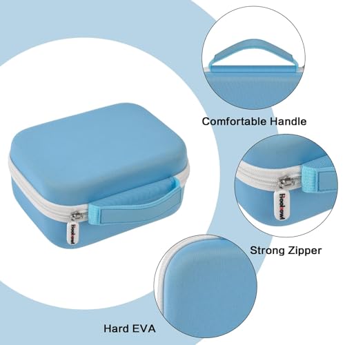 Image of Boobowl Hard Case for Phomemo M110 /M110S Label Maker, Case Only | Organized Label Roll Storage, Mesh Pocket for Charging Cable, Home Office Inventory, Small Business - Blue