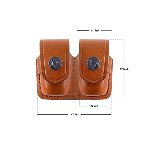Koltster Double Speedloader Carrier/Case/Pouch For 357 Magnum 6 & 7 Shots, 44 Magnum 5 Shot, S&W .38 Special 6 Shot Genuine Brown Leather Handmade! (Alis038) #TOP6