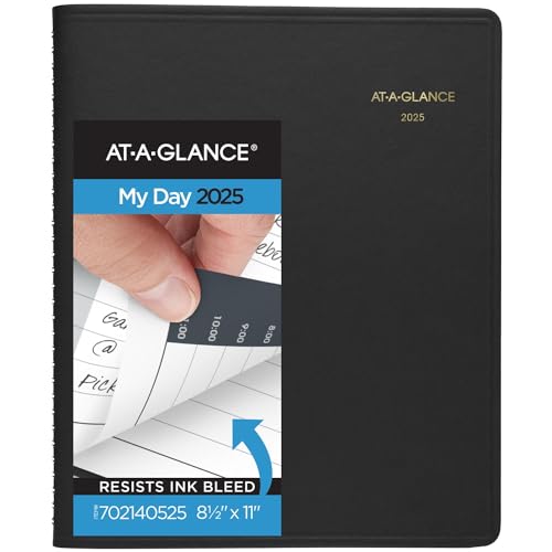 AT-A-GLANCE 2025 Appointment Book Planner, Daily, 8-1/2' x 11', Large, 24-Hour, Black (702140525)