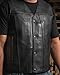 First Mfg Co Gambler Drum Dye Naked Cowhide Leather Vest: V-neck, 4 snap fronts, conceal carry pockets, adjustable lacing, S-8X.
