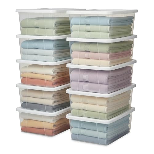 HOMZ 10-Pack Snaplock, Small Clear Plastic Storage Organizer Bins w/