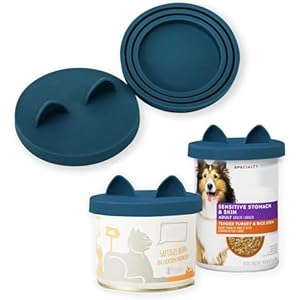 OHMO 2 Pack Dog Food Can Lids, (3,12, 14oz etc.) Universal Size BPA Free Silicone Covers for Cat and Pet Food, Dark Blue