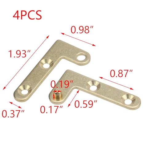 T Tulead ADD03714 4Pcs Door Pivot Hinges L-Shape Door Hinges Hidden Copper Hinge 180 Degree Cabinet Window Golden Hinges thumb #1