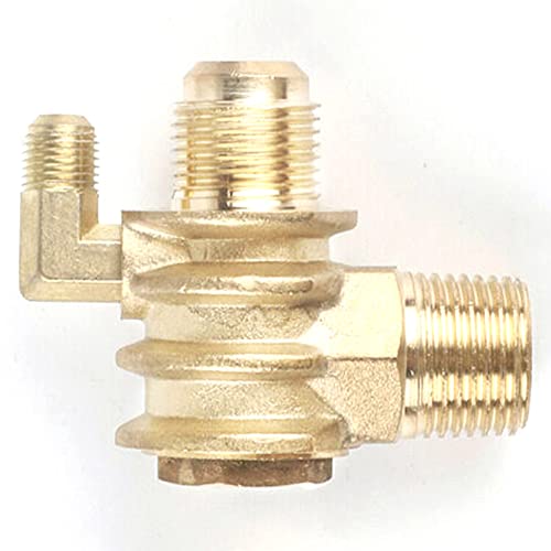 MenQind, Válvula de retención del compresor de aire, rosca macho de 20 mm x 19 mm x 10 mm, accesorio neumático de 3 vías, latón, Dorado Cover
