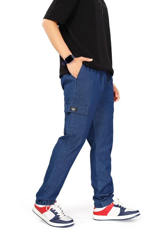 Image of UNOseven Boys Denim Cargo Jogger Pant - Slim Fit - Available from 5 Years to Size XL