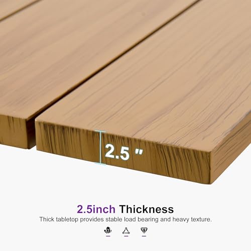Image of PURPLE LEAF Outdoor Dining Set for 4 with Cushions PE Rattan Teak