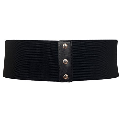 eVogues Plus size Faux Leather Corset Style Wide Elastic Belt Black2