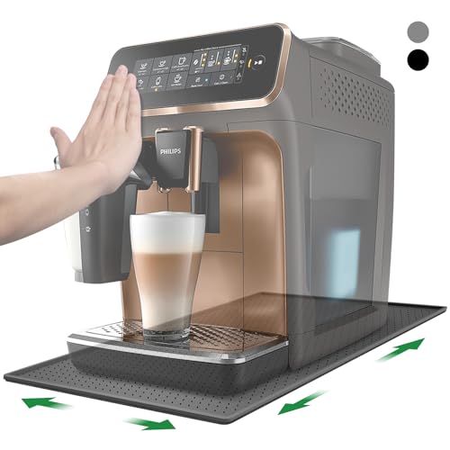 Inwee Unterlage für Kaffeemaschine, Silikonmatte für Kaffeevollautomat mit Rand, 48x30cm kompatibel mit De Longhi Magnifica, Philips LatteGo, Siemens EQ6, leicht zu verschieben (Grau) 1
