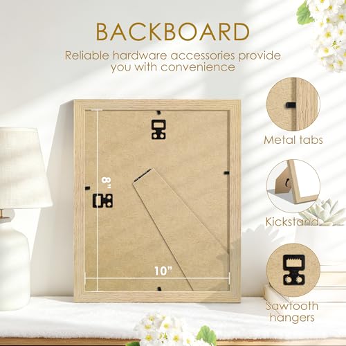 Image of 8x10 Picture Frame Set of 2, Natural Solid Wood Frames, Natural