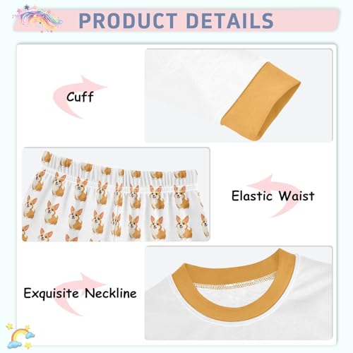 Cartoon Pajamas Set Dog Yellow Long Sleeve PJs Cotton Jammies Sleepwear Top and Pants4