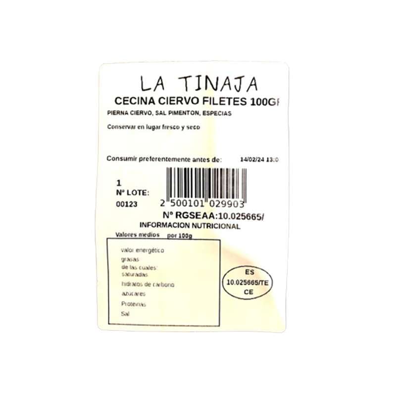 Cecina loncheada de ciervo 100gr