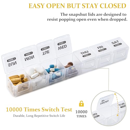 Image of Monthly Pill Organizer, 28 Day Pill Box 1 Time a Day with Dust-Proof Case, Large 4 Weeks a Month Pill Case Container, Daily Vitamin Case Box for Pills /Medicine /Fish Oil /Supplements(White)