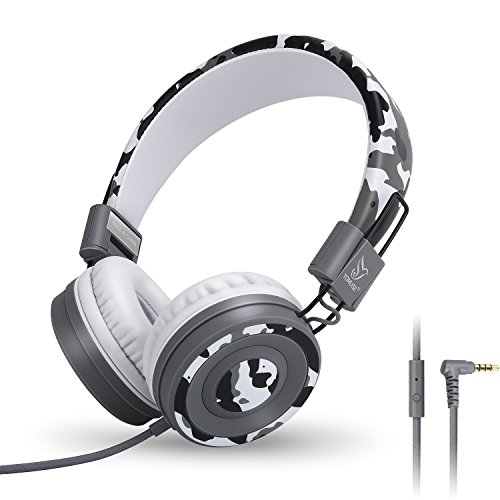 Yomuse C89 On Ear Foldable Headphones with Microphone, Adjustable Headband for Kids Adults