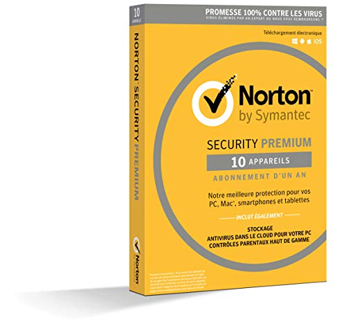 NortonLifeLock Security Premium 2019 | 10 Appareils | 1 an | PC/Mac/iOS/Android | Téléchargement