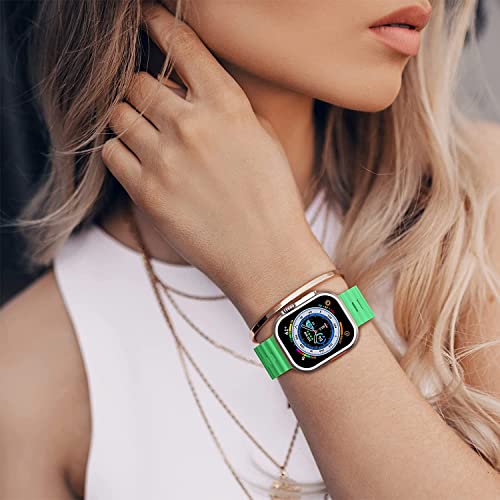 Image of IBS Ultra Seris 8 Smart Watch Men Two Watch NFC Door Unlock Smartwatch Bluetooth Call Wireless Charge Fitness Bracelet (Ultra Pistachio Rubber Strap (PRS))