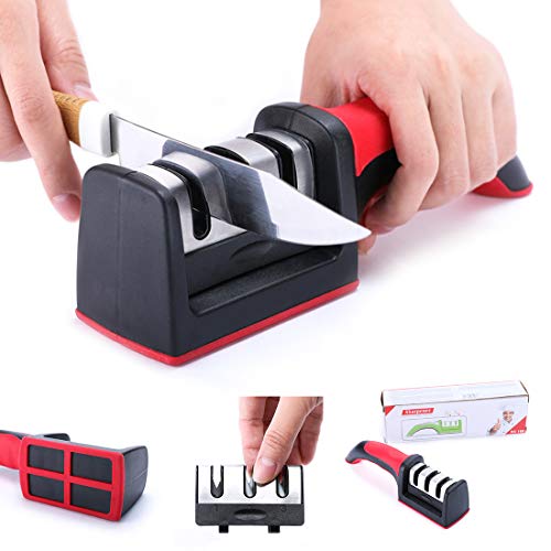 Kitchen Knife Sharpener, 3 Stage Knife Sharpener Stone Help Chef's Knives Repair Restore Polish Blades Quickly Professional Handheld House Portable Removable Sharpener for Knives