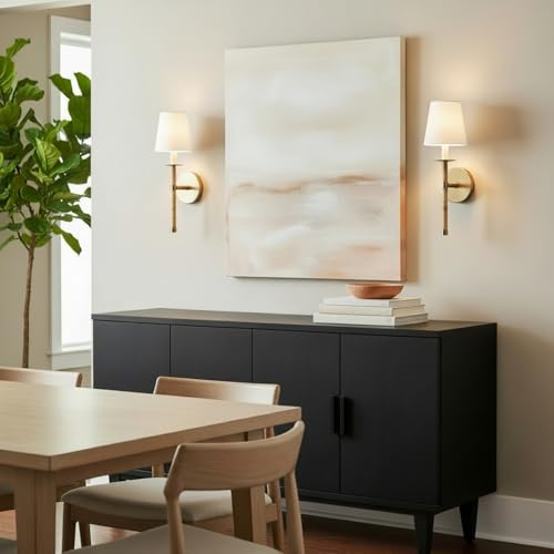 Image of Capital Lighting 647211MA-705 Tulum White Fabric Shade with Handcraft Rattan Torchiere Wall Sconce, 1-Light 60 Watt, 18 inch H x 6 inch W, Matte Brass