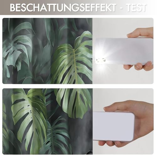 Rideaux occultants monstera 140x260 cm vert sauge isolant