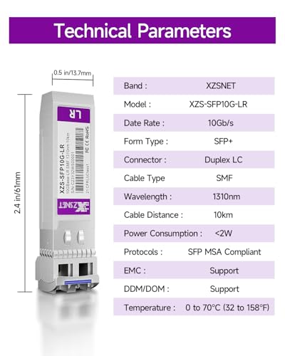 Image of 10GBASE-LR SFP+ Transceiver, 10G SFP+ to LC Single Mode Fiber Module Compatible for Cisco SFP-10G-LR, Ubiquiti UniFi UF-SM-10G, Mikrotik S+31DLC10D, Meraki, Netgear, D-Link and More, 2 Pack